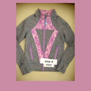 Ivivva Girl by Lululemon 🍋Perfect Your Practice Jacket grey thumbholes  size 4